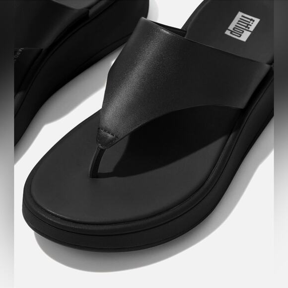 EUC Fitflop F-Mode Leather Flatform Toe-Post Sandals black platform thong - Picture 3 of 14